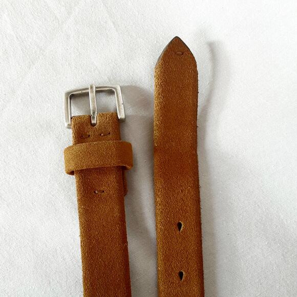 Zara Tan Split Leather Suede Skinny Belt  Made In Spain main image 5